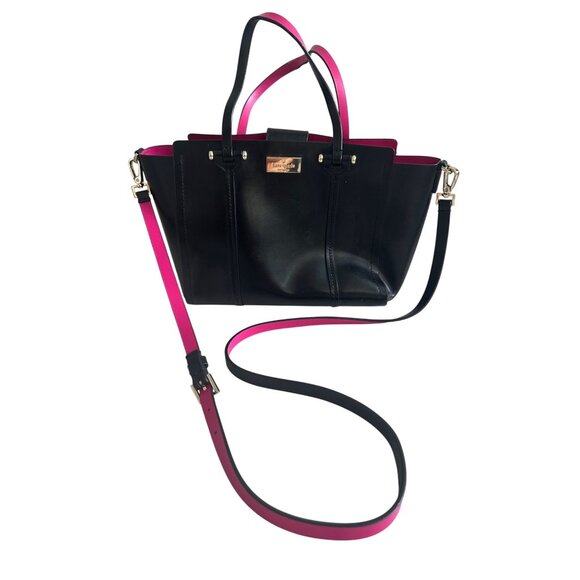 KATE SPADE Black Leather Satchel Crossbody Bag w/ Detachable Strap - Picture 10 of 12